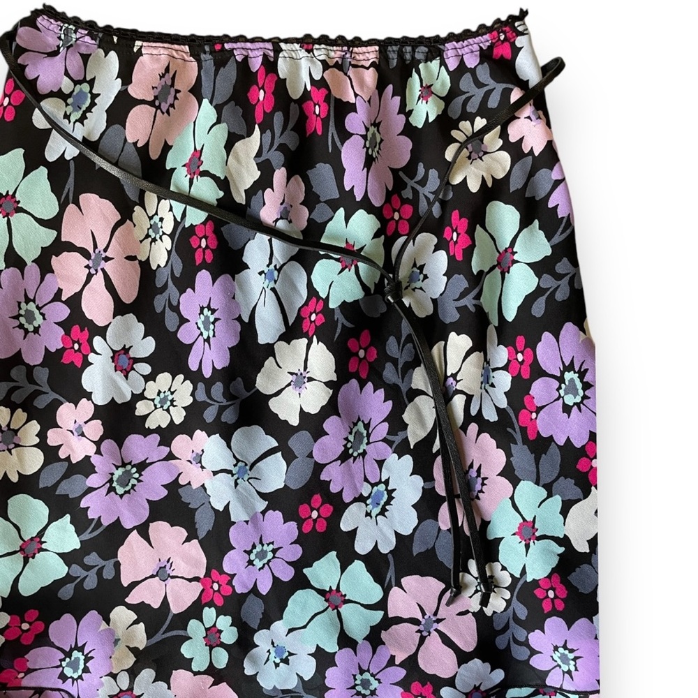 Vintage Y2K Pink & Purple Floral Short Mini Skirt with Rope Belt Size Small - Picture 3 of 9